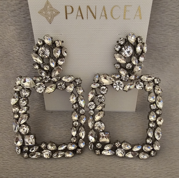 Large Rhinestone Earrings by Panacea - Picture 2 of 3